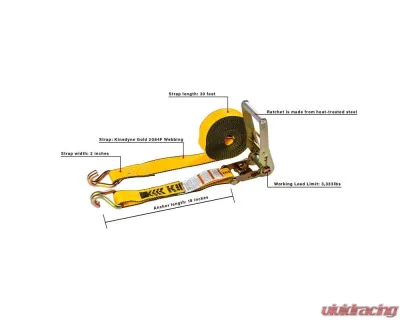 BulletProof Hitches BulletProof Heavy Duty 2" Ratchet Strap 30' - 3,335 lbs Load Limit - BPHDRS