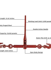 BulletProof Hitches BulletProof Medium Duty 5/16" - 3/8" Ratchet Binder with Grab Hooks                                     - BPMDBINDER - Image 8
