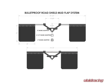 BulletProof Hitches BulletProof Road Shield Mud Flap System, Adjustable 24"x24", Fits 2"-3" Receivers - BPMUDFLAP