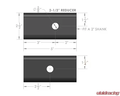 BulletProof Hitches 2.5" to 2" Reducer Sleeve for 2.5" Receiver Tube, Steel, Black Finish - BPRS25TO2