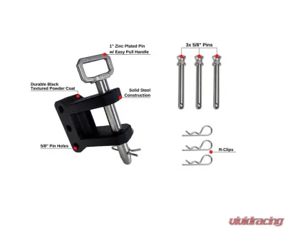 BulletProof Hitches Heavy Duty 2-Tang Clevis Attachment with 1" Pin, 22,000 lb Capacity - CLEVIS