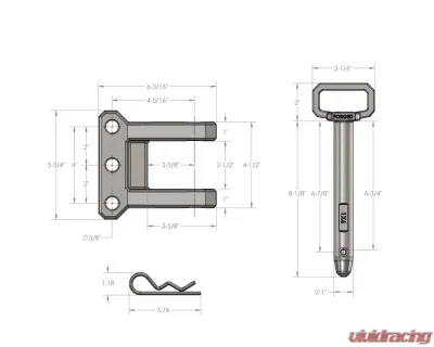 BulletProof Hitches Heavy Duty 2-Tang Clevis Attachment with 1" Pin, 22,000 lb Capacity - CLEVIS
