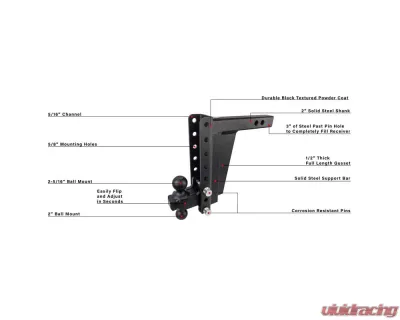 BulletProof Hitches BulletProof 2.0" Extreme Duty 10" Drop/Rise Hitch, 30K Capacity - ED2010
