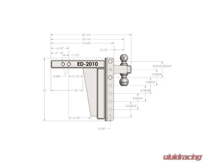 BulletProof Hitches BulletProof 2.0" Extreme Duty 10" Drop/Rise Hitch, 30K Capacity - ED2010