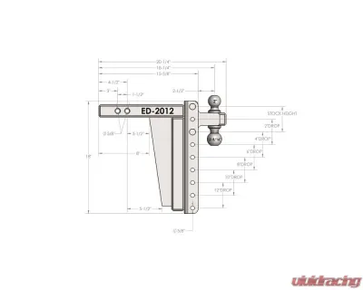 BulletProof Hitches BulletProof 2.0" Extreme Duty 12" Drop/Rise Hitch, 30K Towing Capacity - ED2012