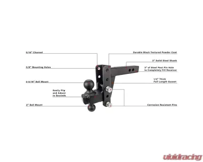 BulletProof Hitches BulletProof 2.0" Extreme Duty 4" Drop/Rise Hitch 30K Capacity - ED204