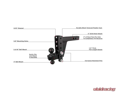 BulletProof Hitches BulletProof 2.0" Extreme Duty 6" Drop/Rise Hitch, 30,000 lb Capacity - ED206