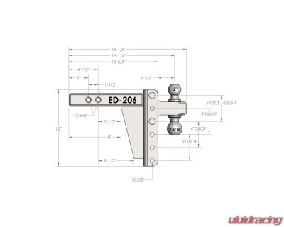 BulletProof Hitches BulletProof 2.0" Extreme Duty 6" Drop/Rise Hitch, 30,000 lb Capacity - ED206