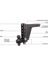 BulletProof Hitches BulletProof 2.0" Extreme Duty 8" Drop/Rise Hitch, 30K Capacity                                     - ED208 - Image 7