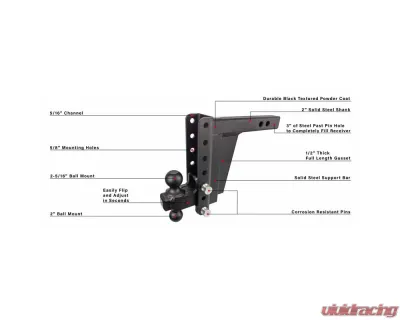 BulletProof Hitches BulletProof 2.0" Extreme Duty 8" Drop/Rise Hitch, 30K Capacity - ED208