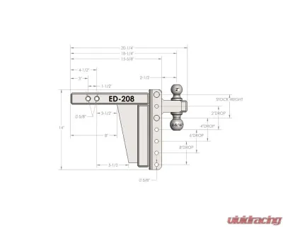 BulletProof Hitches BulletProof 2.0" Extreme Duty 8" Drop/Rise Hitch, 30K Capacity - ED208