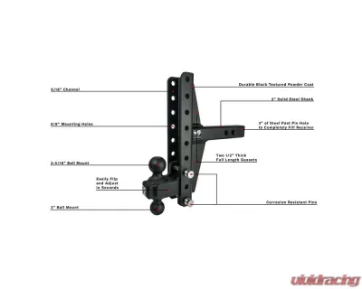 BulletProof Hitches BulletProof 2.0" Extreme Duty 4" & 6" Offset Hitch, 30K Capacity - ED20OFFSET