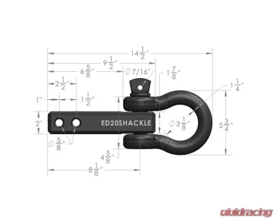 BulletProof Hitches BulletProof 2.0" Extreme Duty Receiver Shackle, 36,000 lb Capacity, Solid Steel - ED20SHACKLE