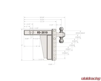 BulletProof Hitches BulletProof 2.5" Extreme Duty 10" Drop/Rise Hitch, 36K Capacity - ED2510