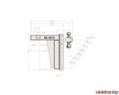 BulletProof Hitches BulletProof 2.5" Extreme Duty 12" Drop/Rise Hitch, 36K Capacity - ED2512