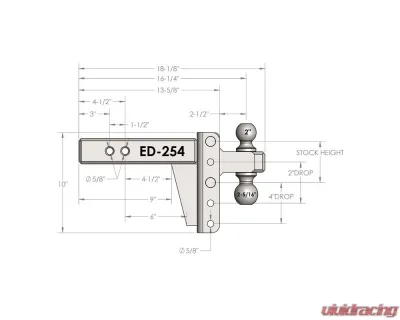 BulletProof Hitches BulletProof 2.5" Extreme Duty 4" Drop/Rise Hitch, 36,000 lb Capacity - ED254