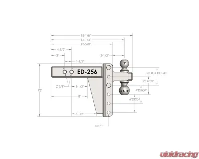 BulletProof Hitches BulletProof 2.5" Extreme Duty 6" Drop/Rise Hitch, 36,000 lb Capacity - ED256