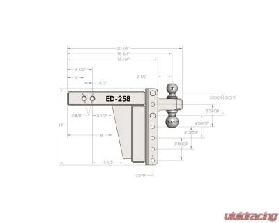 BulletProof Hitches BulletProof 2.5" Extreme Duty 8" Drop/Rise Hitch 36,000 lb Capacity - ED258
