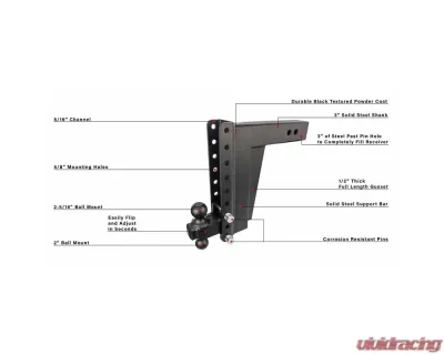 BulletProof Hitches BulletProof 3.0" Extreme Duty 12" Drop/Rise Hitch 36K Capacity - ED3012