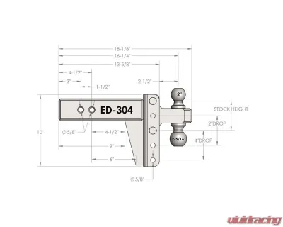 BulletProof Hitches BulletProof 3.0" Extreme Duty 4" Drop/Rise Hitch, 36K Capacity - ED304