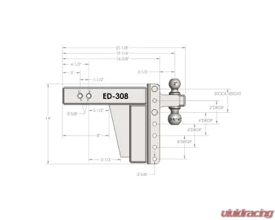 BulletProof Hitches BulletProof 3.0" Extreme Duty 8" Drop/Rise Hitch, 36K Capacity - ED308