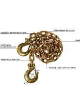 BulletProof EDCHAINS Hitches Extreme Duty 1/2" Safety Chains 43" Length, 46,000 lb Capacity                                     - EDCHAINS - Image 6