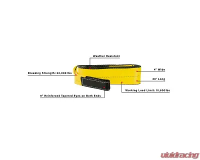 BulletProof Hitches BulletProof Extreme Duty 4" x 20' Tow Strap, 10,600 lbs WLL, Durable Polyester - EDTOWSTRAP