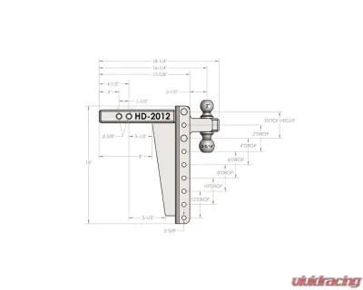 BulletProof Hitches BulletProof 2.0" Heavy Duty 12" Drop/Rise Hitch, 22,000 lb Capacity - HD2012