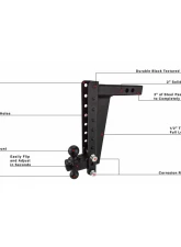 BulletProof Hitches BulletProof 2.0" Heavy Duty 14" Drop/Rise Hitch, 22,000 lb Capacity                                     - HD2014 - Image 7