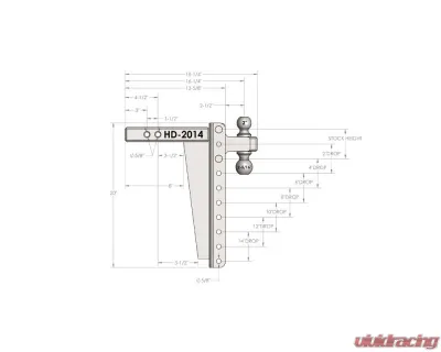 BulletProof Hitches BulletProof 2.0" Heavy Duty 14" Drop/Rise Hitch, 22,000 lb Capacity - HD2014