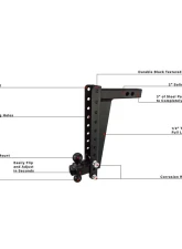 BulletProof Hitches BulletProof 2.0" Heavy Duty 16" Drop/Rise Hitch, 22,000 lb Capacity                                     - HD2016 - Image 7
