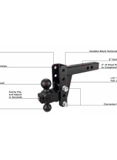 BulletProof Hitches BulletProof 2.0" Heavy Duty 4" Drop/Rise Hitch, 22,000 lb Capacity                                     - HD204 - Image 8