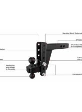BulletProof Hitches BulletProof 2.0" Heavy Duty 6" Drop/Rise Hitch, 22,000 lb Capacity                                     - HD206 - Image 8