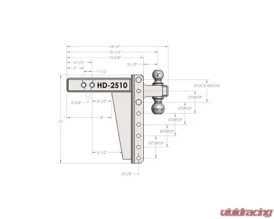 BulletProof Hitches BulletProof 2.5" Heavy Duty 10" Drop/Rise Hitch, 22K Capacity - HD2510