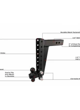 BulletProof Hitches BulletProof 2.5" Heavy Duty 14" Drop/Rise Hitch, 22,000 lb Capacity                                     - HD2514 - Image 7