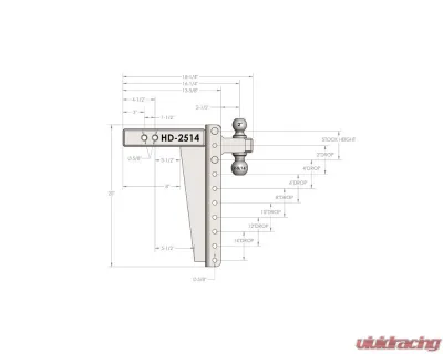 BulletProof Hitches BulletProof 2.5" Heavy Duty 14" Drop/Rise Hitch, 22,000 lb Capacity - HD2514