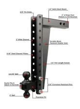 BulletProof Hitches BulletProof 2.5" Heavy Duty 18" Drop/Rise Hitch, 22K Capacity                                     - HD2518 - Image 6