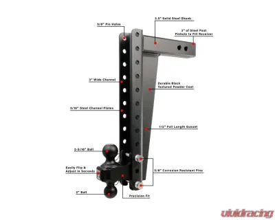 BulletProof Hitches BulletProof 2.5" Heavy Duty 18" Drop/Rise Hitch, 22K Capacity - HD2518