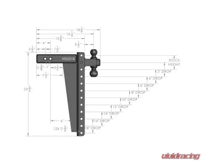 BulletProof Hitches BulletProof 2.5" Heavy Duty 18" Drop/Rise Hitch, 22K Capacity - HD2518