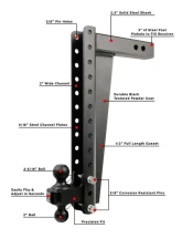 BulletProof Hitches BulletProof 2.5" Heavy Duty 20" Drop/Rise Hitch, 22,000 lb Capacity                                     - HD2520 - Image 6