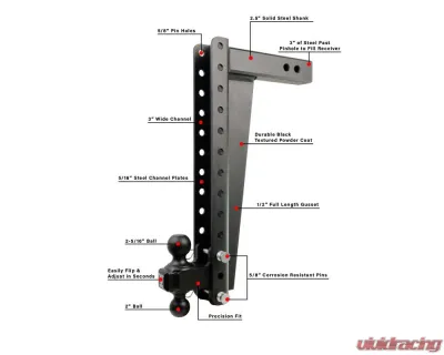 BulletProof Hitches BulletProof 2.5" Heavy Duty 20" Drop/Rise Hitch, 22,000 lb Capacity - HD2520