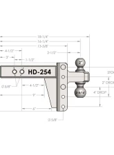 BulletProof Hitches BulletProof 2.5" Heavy Duty 4" Drop/Rise Hitch 22K Capacity                                     - HD254 - Image 9