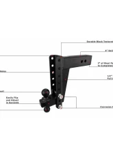 BulletProof Hitches BulletProof 3.0" Heavy Duty 10" Drop/Rise Hitch, 22,000 lb Capacity                                     - HD3010 - Image 7