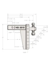 BulletProof Hitches BulletProof 3.0" Heavy Duty 10" Drop/Rise Hitch, 22,000 lb Capacity                                     - HD3010 - Image 8
