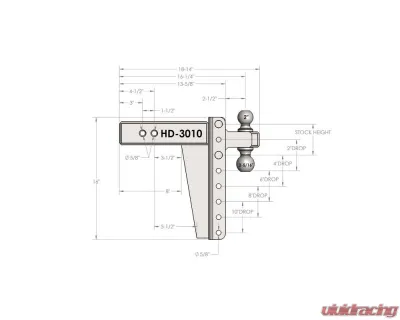 BulletProof Hitches BulletProof 3.0" Heavy Duty 10" Drop/Rise Hitch, 22,000 lb Capacity - HD3010