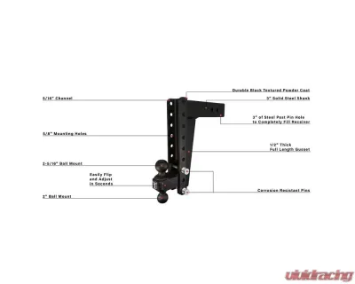 BulletProof Hitches BulletProof 3.0" Heavy Duty 12" Drop/Rise Hitch 22K Capacity - HD3012
