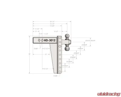 BulletProof Hitches BulletProof 3.0" Heavy Duty 12" Drop/Rise Hitch 22K Capacity - HD3012