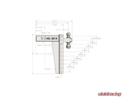 BulletProof Hitches BulletProof 3.0" Heavy Duty 14" Drop/Rise Hitch, 22K Towing Capacity - HD3014