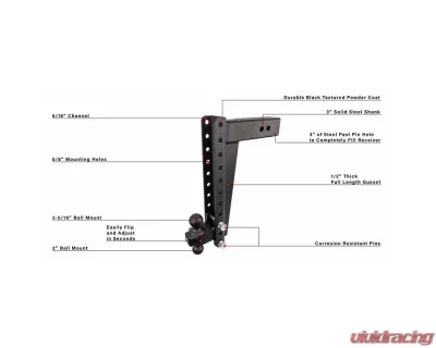 BulletProof Hitches BulletProof 3.0" Heavy Duty 16" Drop/Rise Hitch, 22K Capacity - HD3016