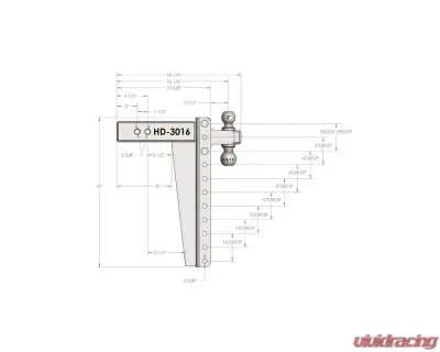 BulletProof Hitches BulletProof 3.0" Heavy Duty 16" Drop/Rise Hitch, 22K Capacity - HD3016
